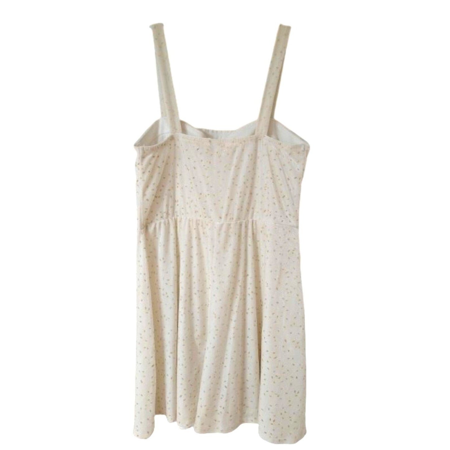 Speechless Fit & Flare White Gold Flakes Mini Women's Dress Size L Sleeveless