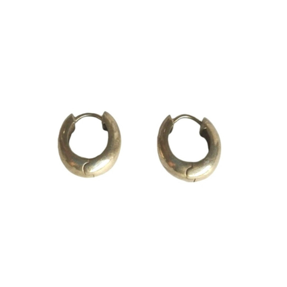 Vintage Round Classic Folding Hoop Earrings Sterling Silver 925