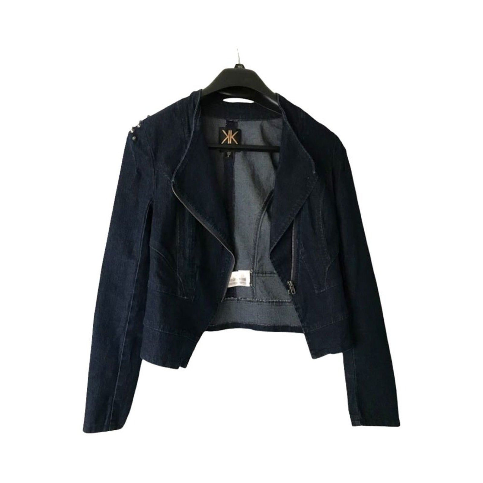 Kardashian Kollection Women`s Jean Jacket Blazer Jacket Size S Dark Blue