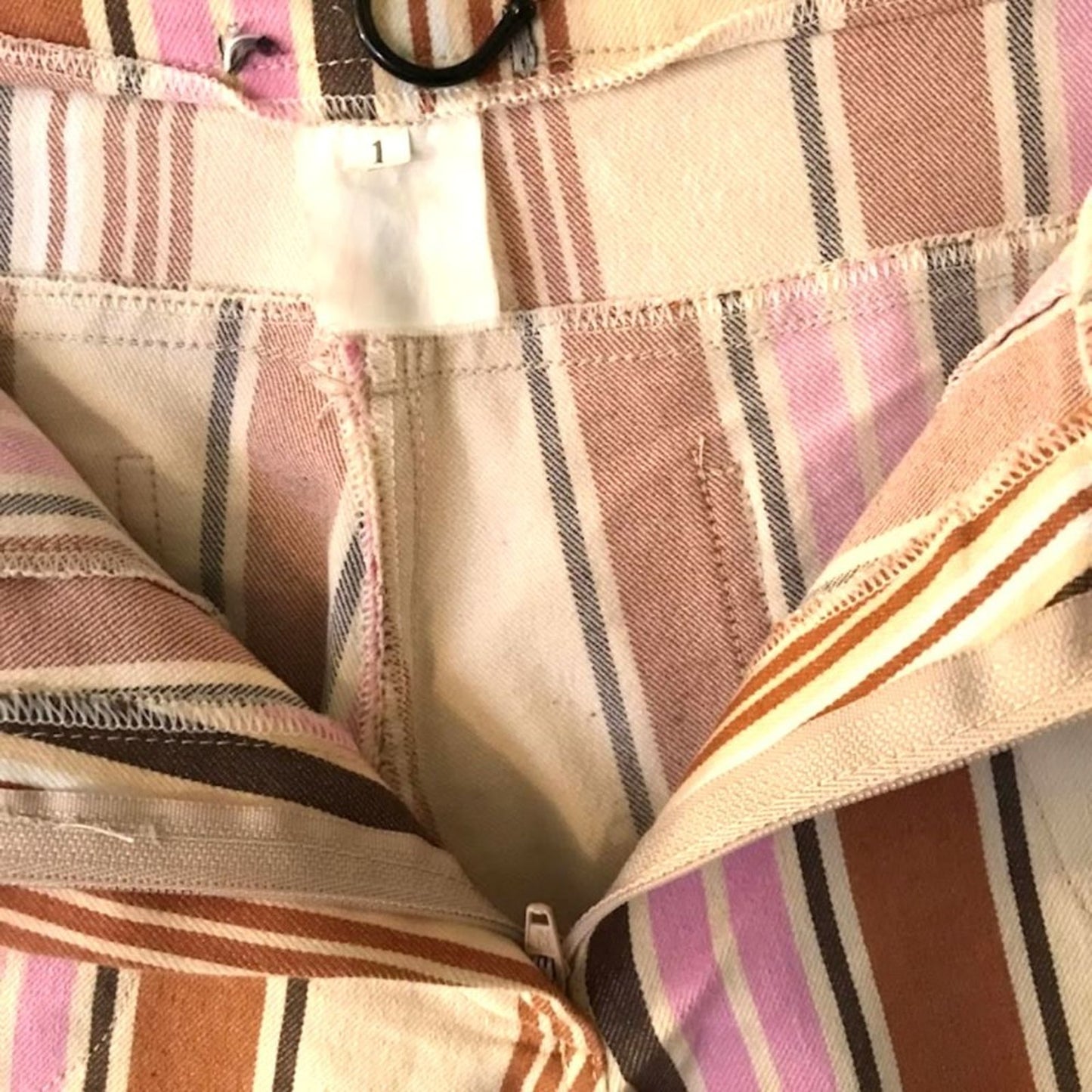 Boomode Women`s Pants Stripes Beige Pink Brown Sz Eu1 Us S