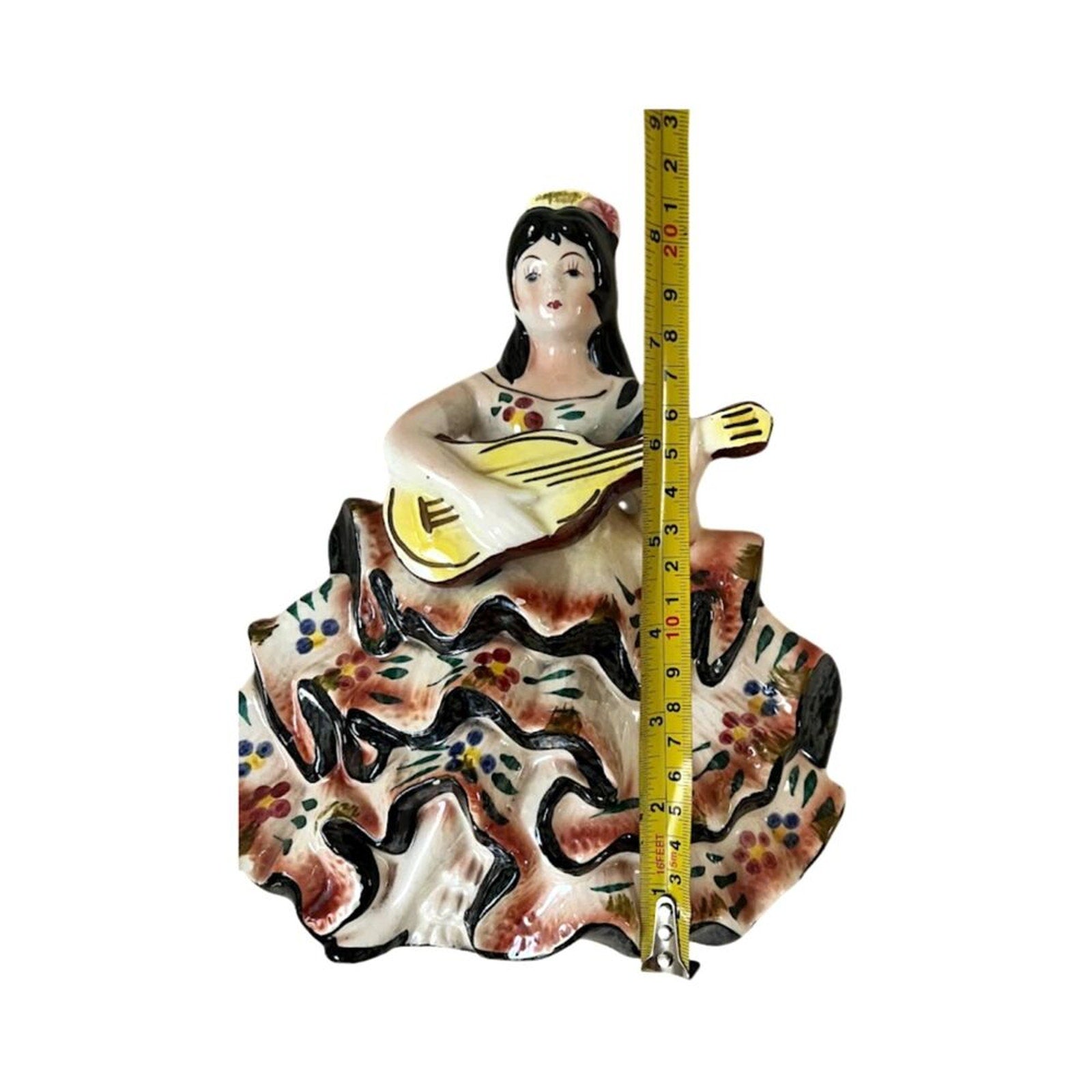 Vintage Figurine Statue Porcelain Flamenco Dancer Guitar Player Spanish Woman
