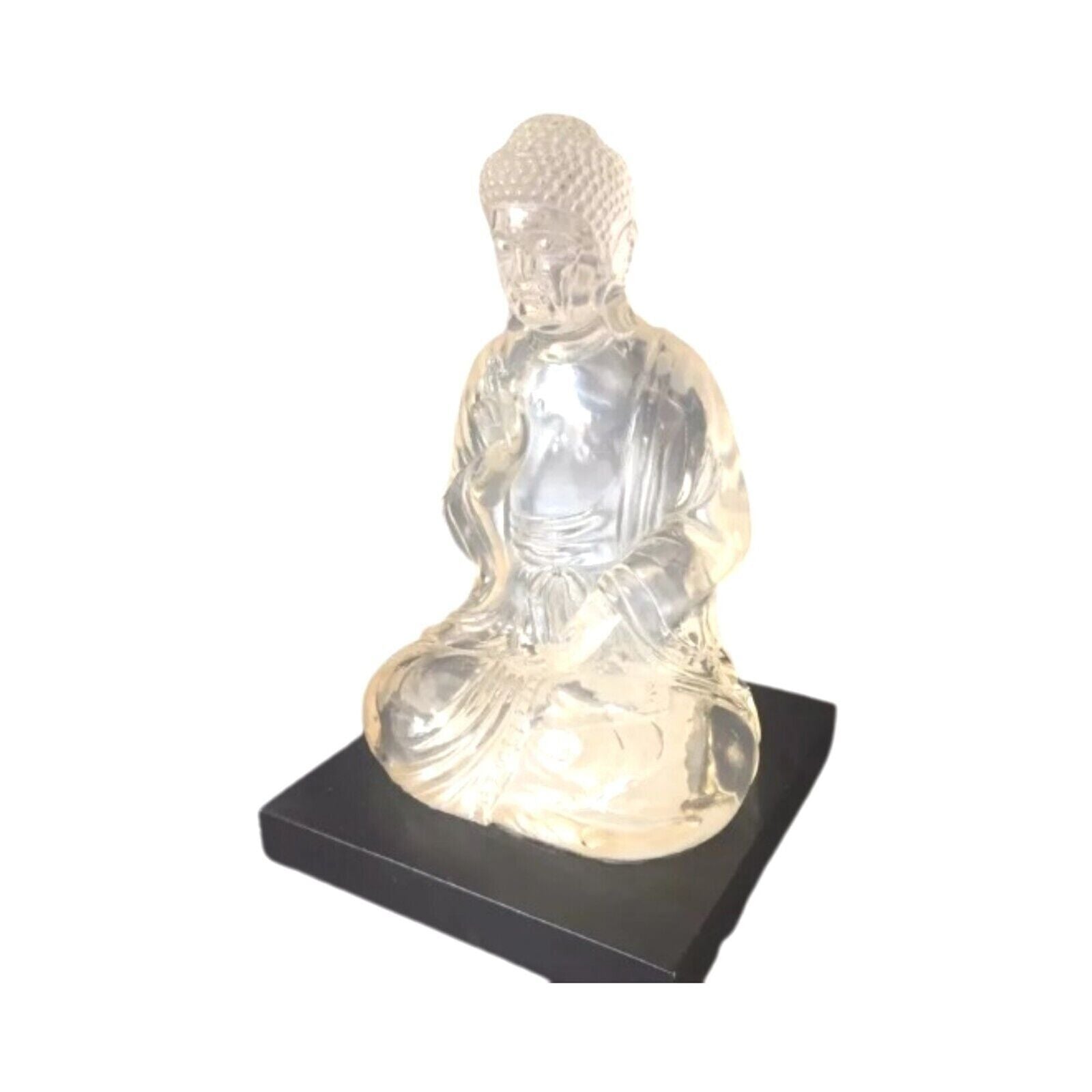 Vintage Lucite Sitting Buddha Statue – Elegance in Translucent Sculpture