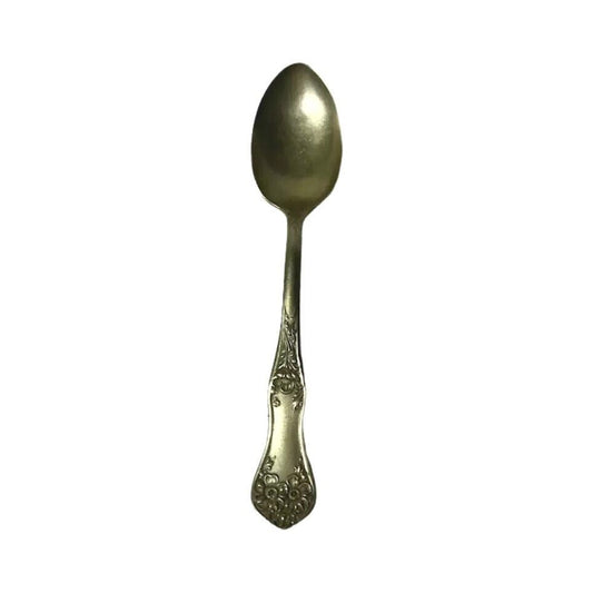 Antique Vintage Souvenir Small Spoon Teaspoon Baby Spoon Silver Plated Floral