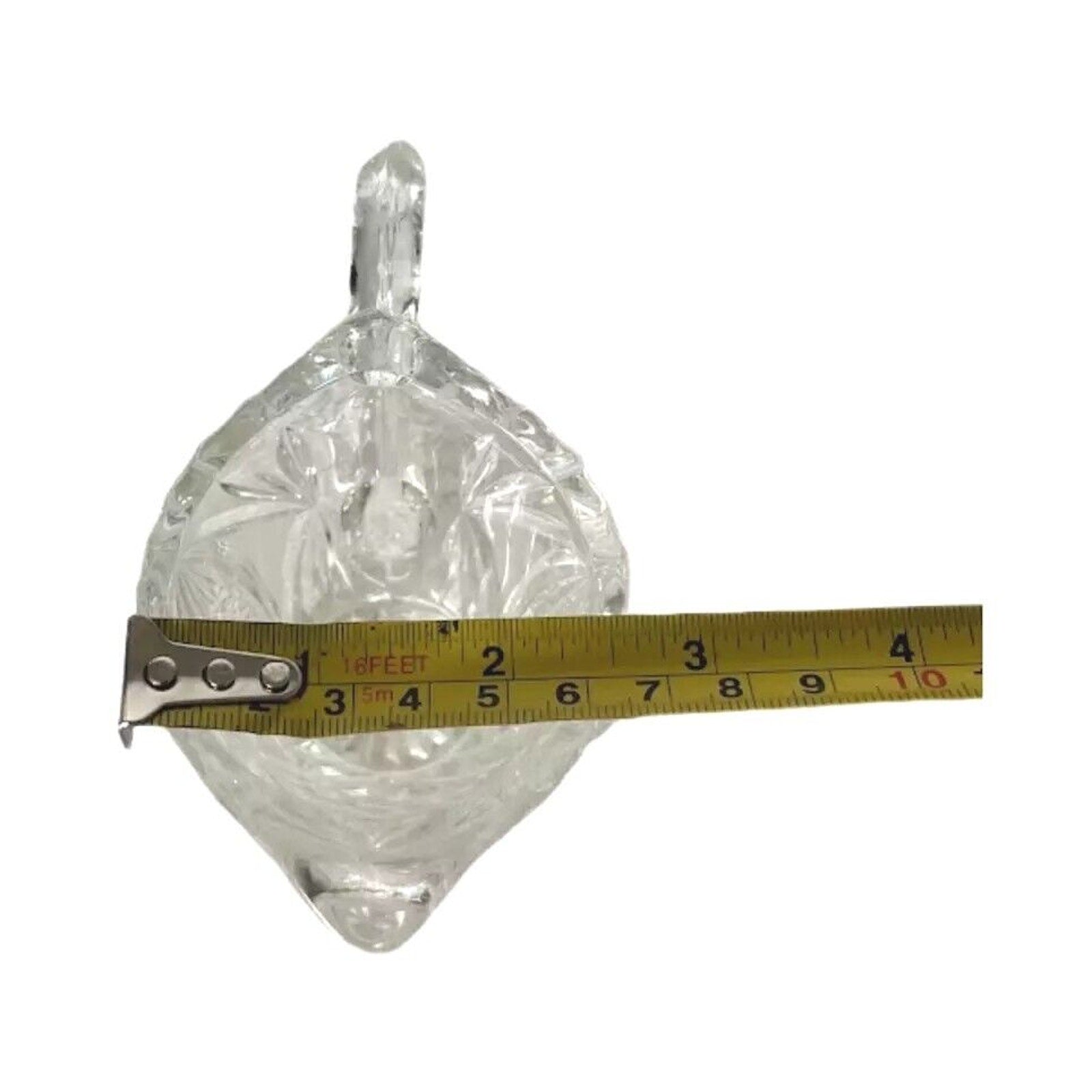 Vintage Pitcher Jug Creamer Clear Crystal Glass Diamond File Star Cross Pattern