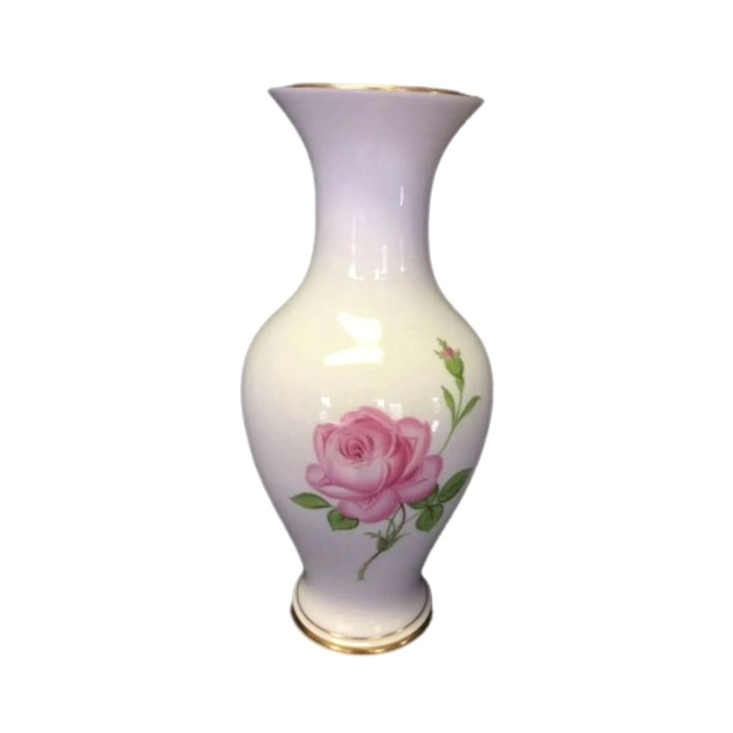 Antique Meissen Pink Rose Vase 1934-1945 Fine White Porcelain Original German