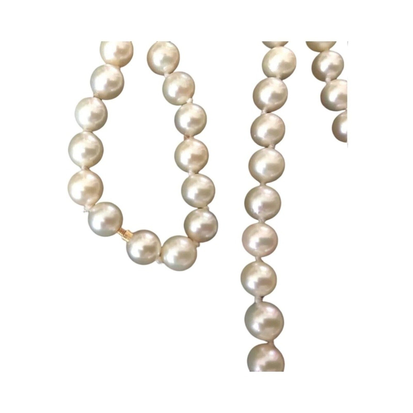 Antique Women's Necklace Natural Pearls 14K Yellow Gold Clasp Estate Jewelry