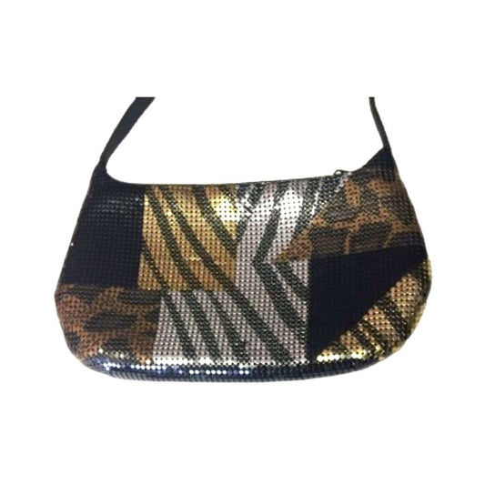Sequined Evening Clutch Purse Mini Women's Bag Black Cream Brown