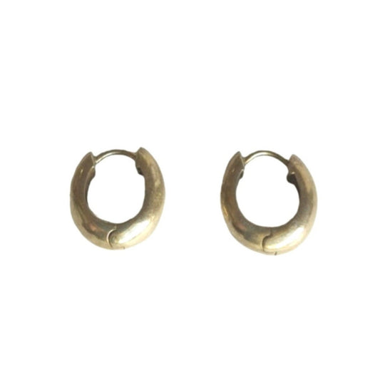 Vintage Round Classic Folding Hoop Earrings Sterling Silver 925