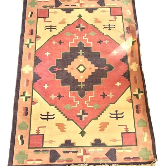 Vintage Geometric Kilim Reversible Rug Tribal Hand woven Wool Area Carpet 6x4