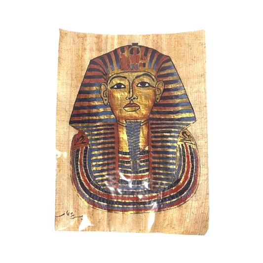 Ancient Egyptian Tutankhamun Sphyn Papyrus Painting Signed Art