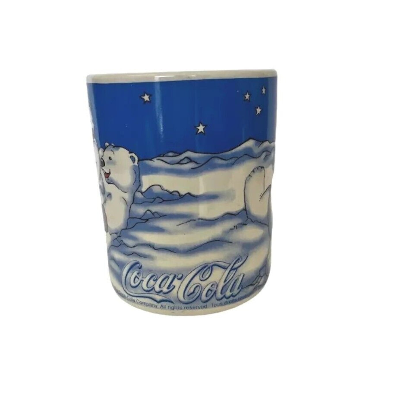 Gibson Coca Cola Polar Bears Snow Scene Holiday Coffee Cup Vintage Mug 10 oz