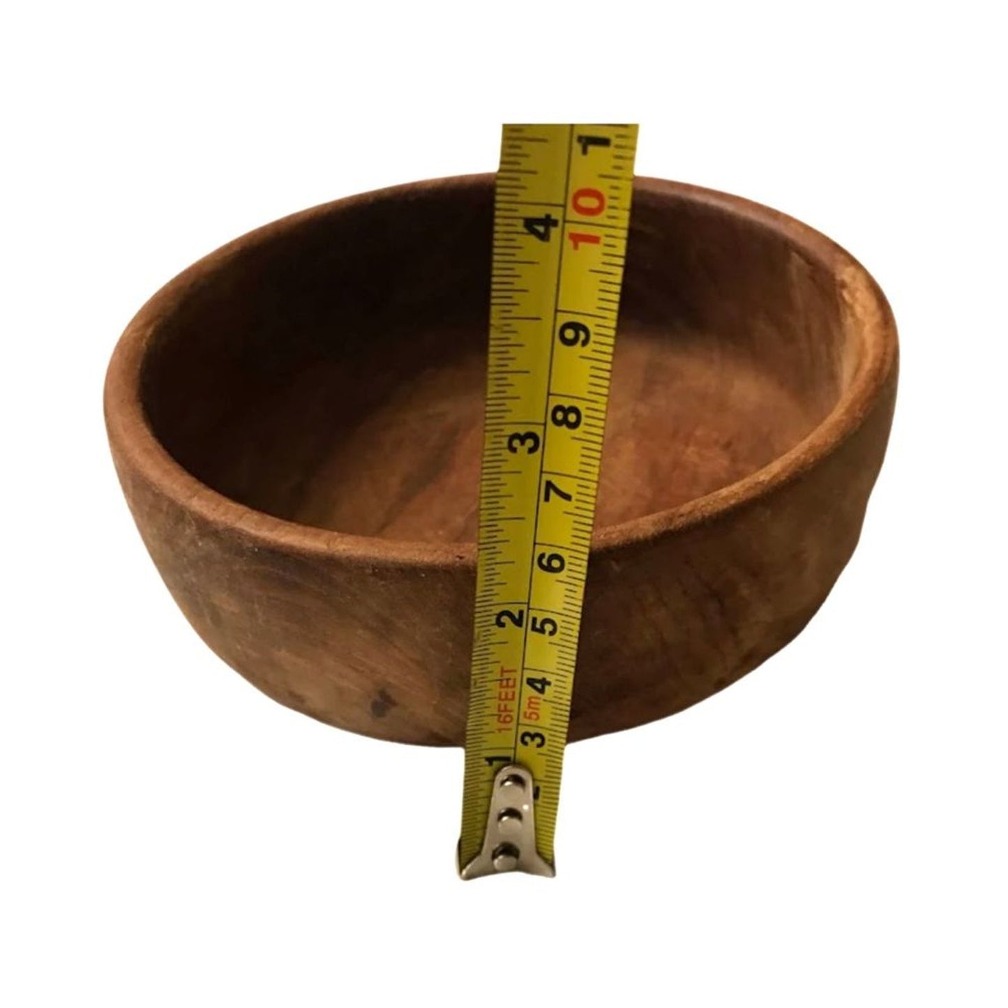 Vintage Wooden Serving Deep Plate Bowl Round Brown Dinning
