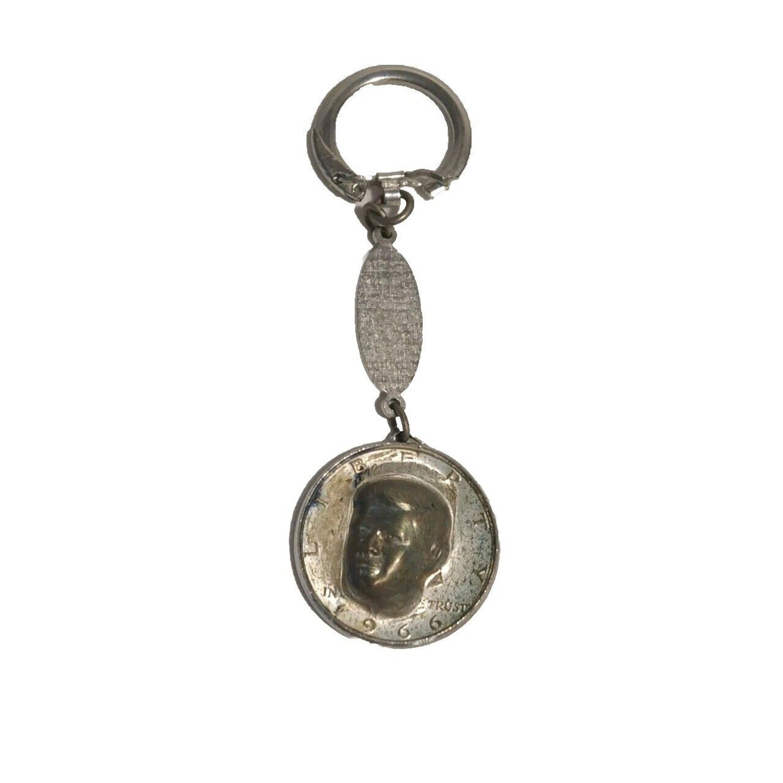 United States Liberty Half Dollar 1966 personalized Key chain Silver Tone