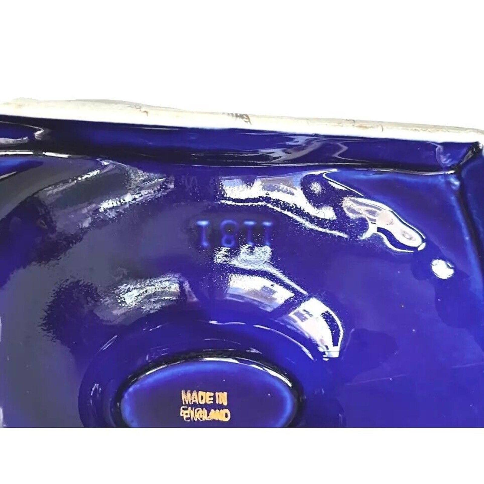 Vintage Cobalt Blue Gold Porcelain Centerpiece Bowl Vase England Victorian Scene