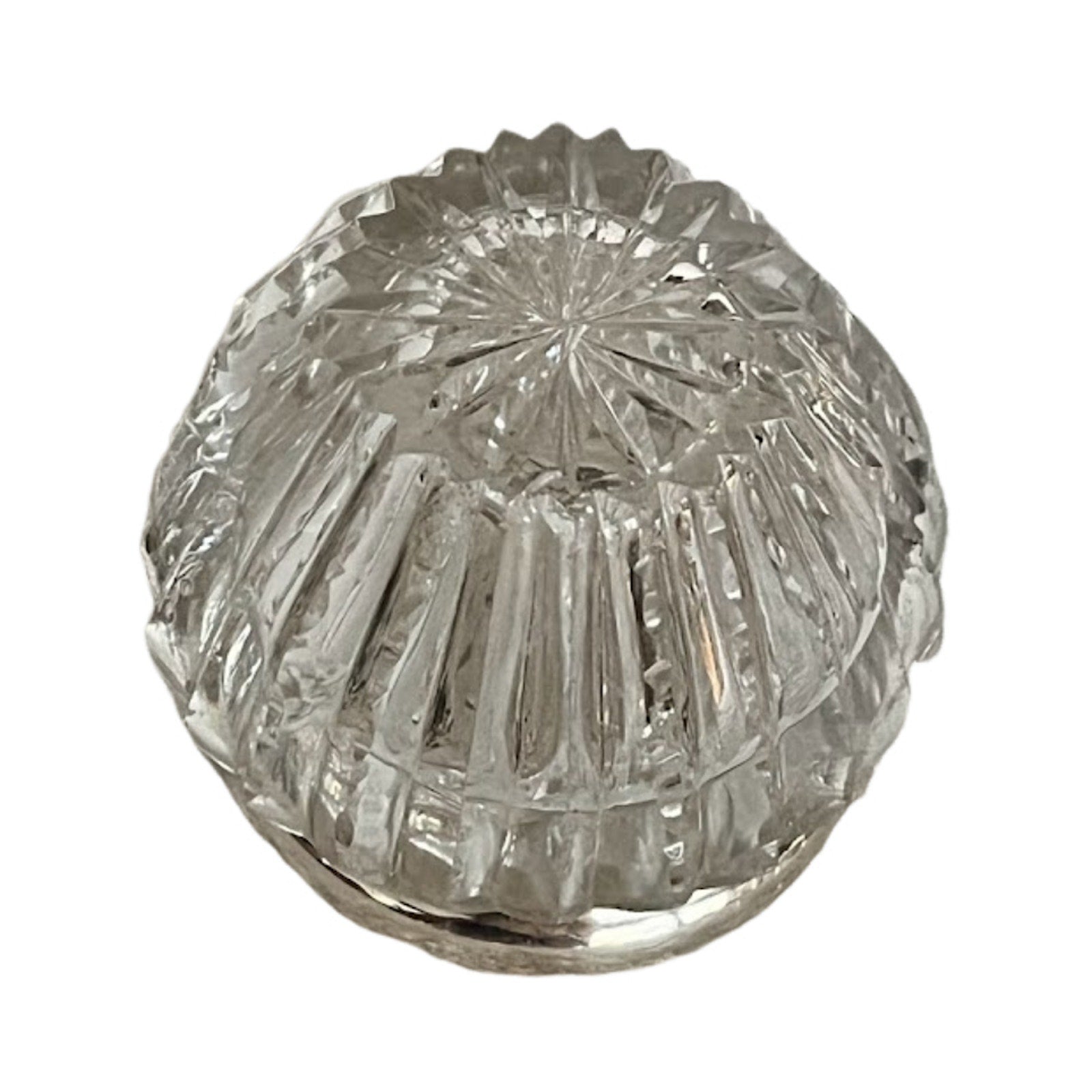 Unger Bros Crystal Powder Jar Repousse Love's Dream Art Nouveau Sterling Silver