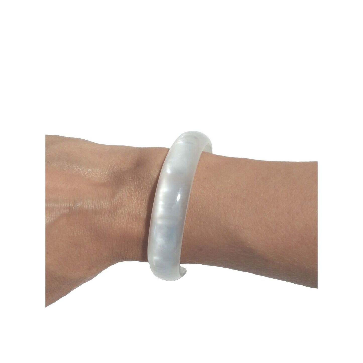 Mint White Moonglow Thin Bangle Bracelet Vintage