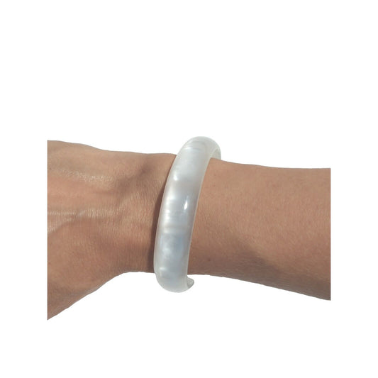 Mint White Moonglow Thin Bangle Bracelet Vintage
