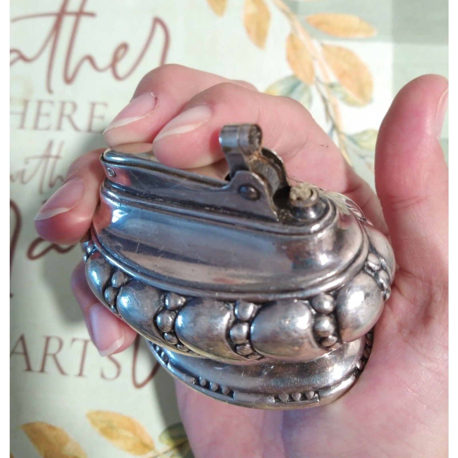 Vintage Ronson “Crown” Silver Plate Table Lighter Wick