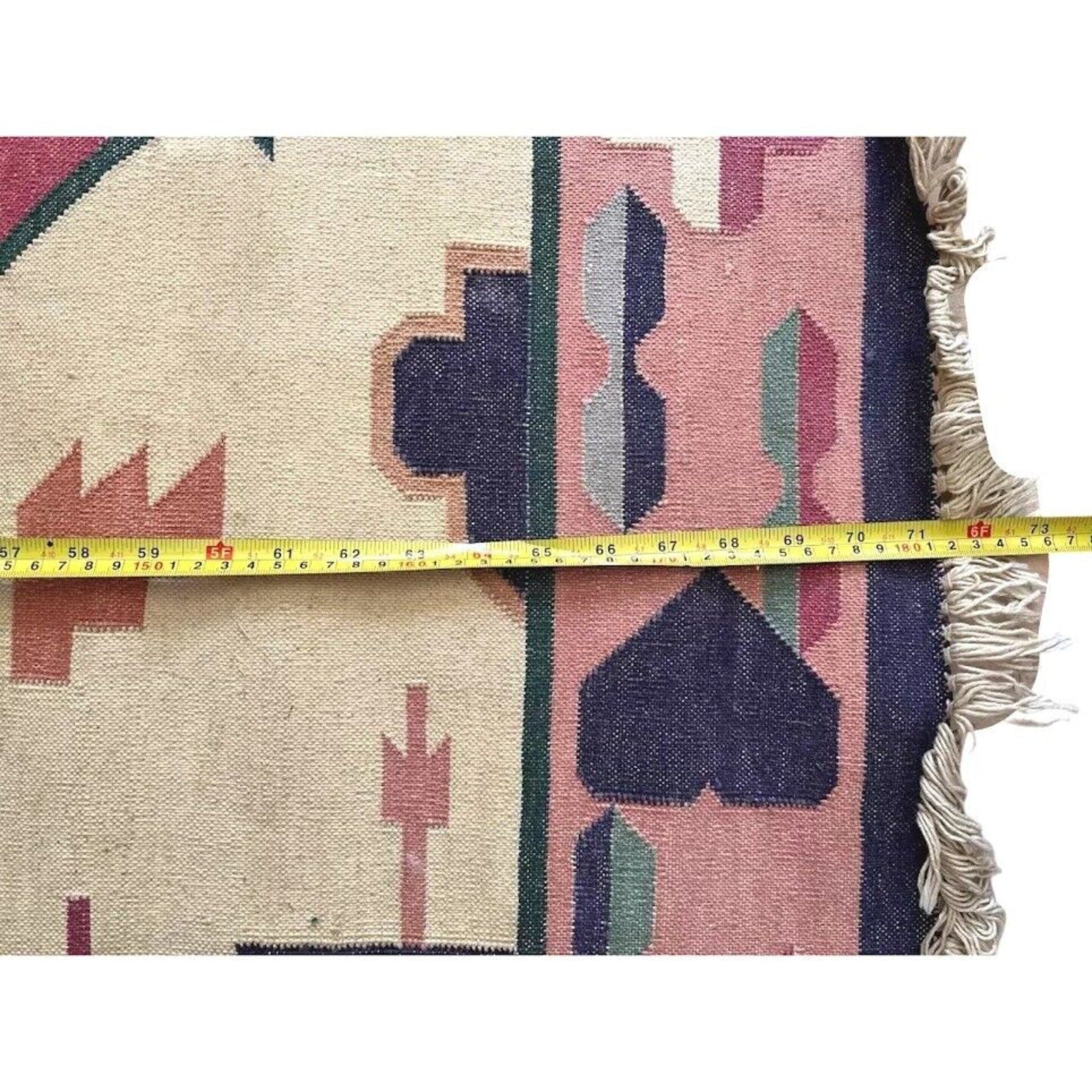 Vintage Geometric Kilim Reversible Rug Tribal Hand woven Wool Area Carpet 6x4