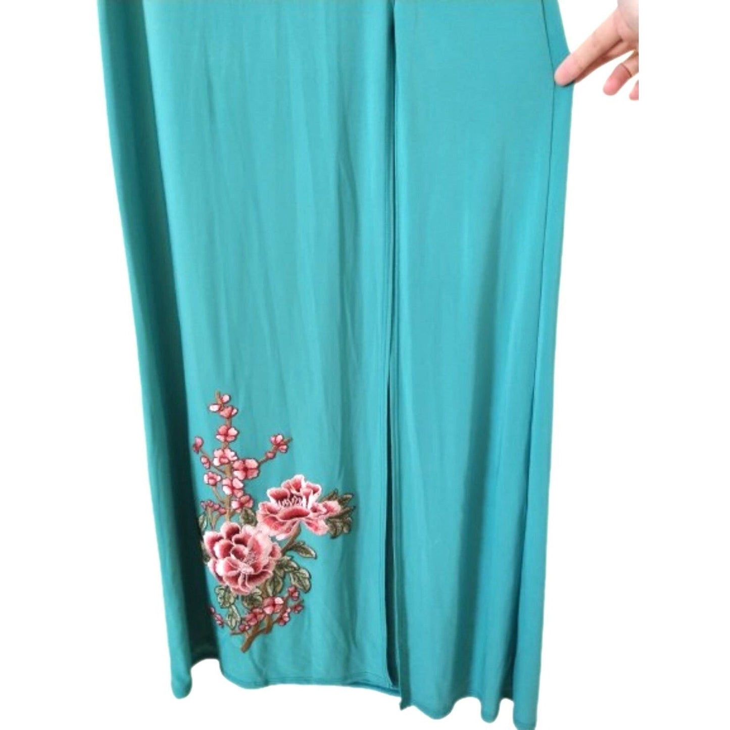 Winwin apparel maxi dark green Dress with flower embroidery S