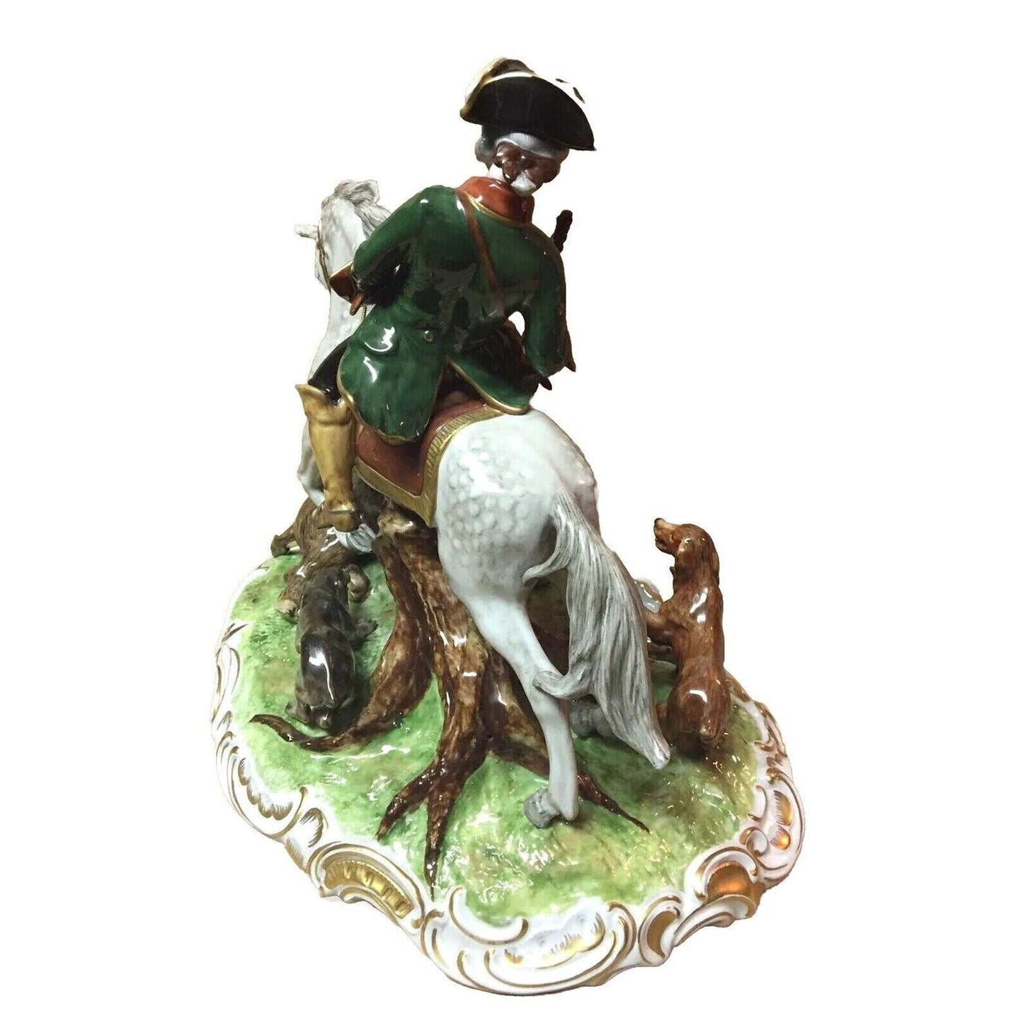 Unterweissbach Dresden Glazed Porcelain Hunter on Horse Figurine from Germany