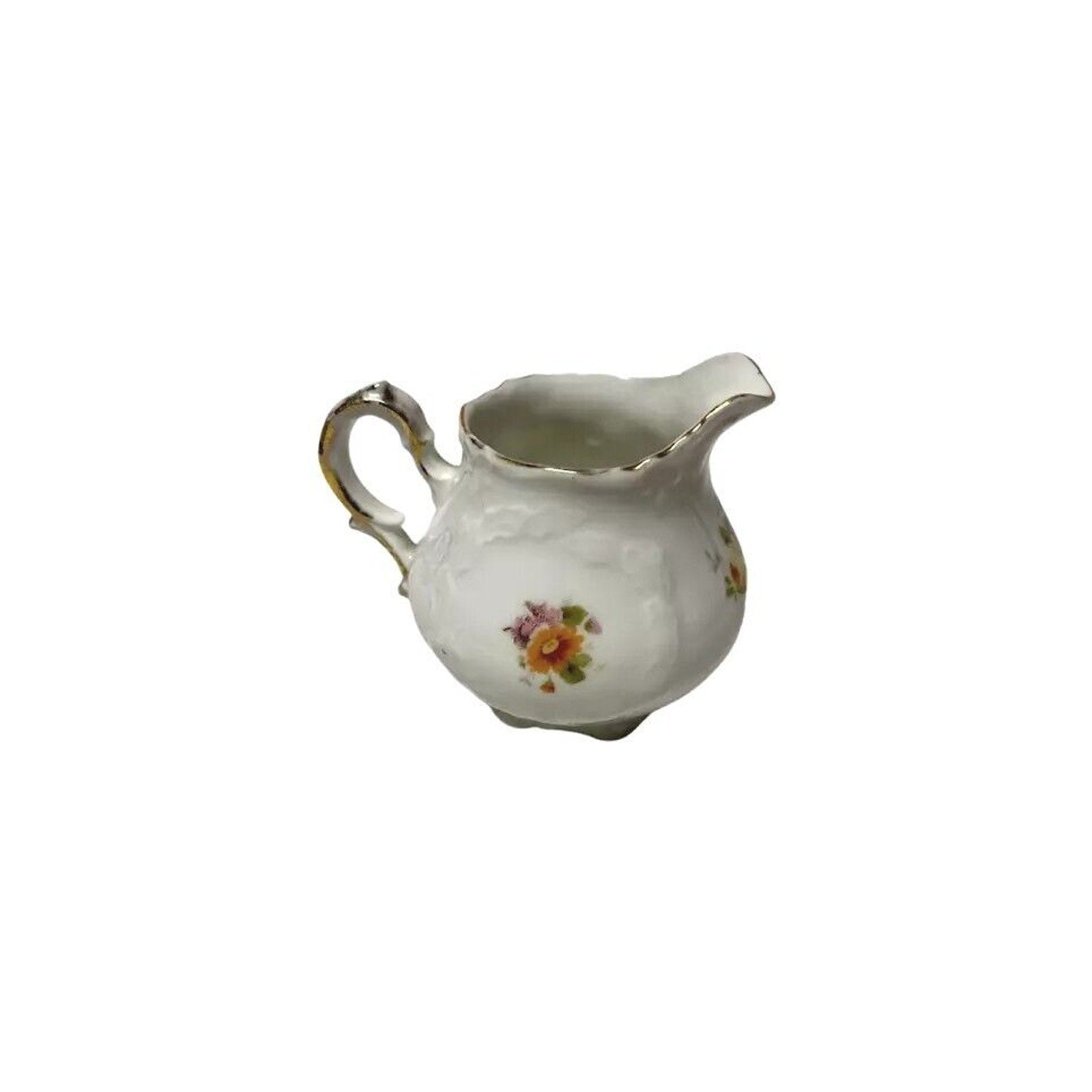 Vintage Bavaria Bone China Creamer Victorian Gold Trim Flowers Porcelain