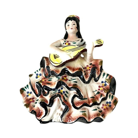 Vintage Figurine Statue Porcelain Flamenco Dancer Guitar Player Spanish Woman