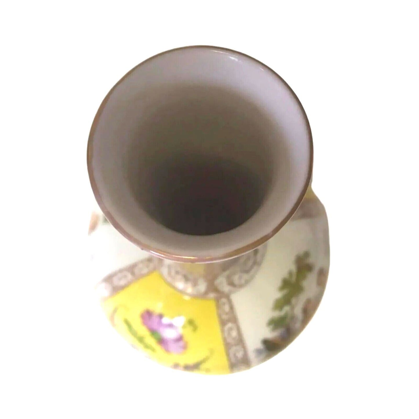 Antique Dresden Porcelain Vase white And Yellow Hand Painted 19c Germany