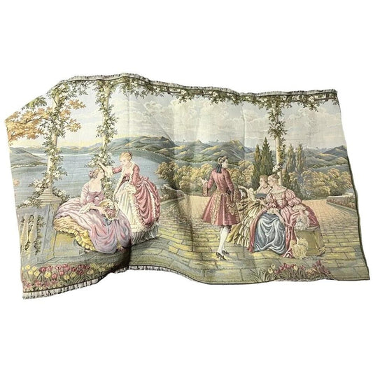 Vintage Italian Tapestry of Ladies & Gentleman Long Cotton Blend