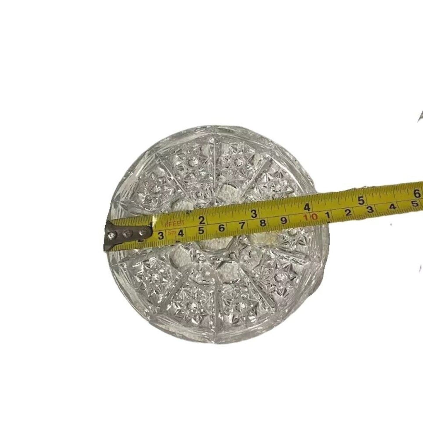 Antique Serving Platter Set Of 6 Round Brilliant Cut Lead Crystal 4.25" Star