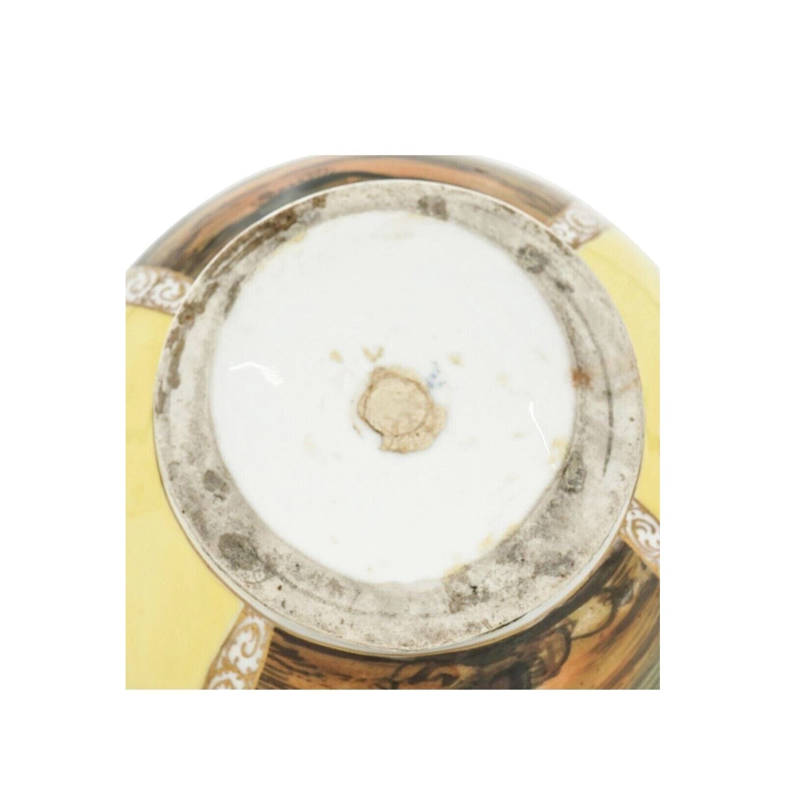 Antique Dresden Porcelain Vase white And Yellow Hand Painted 19c Germany