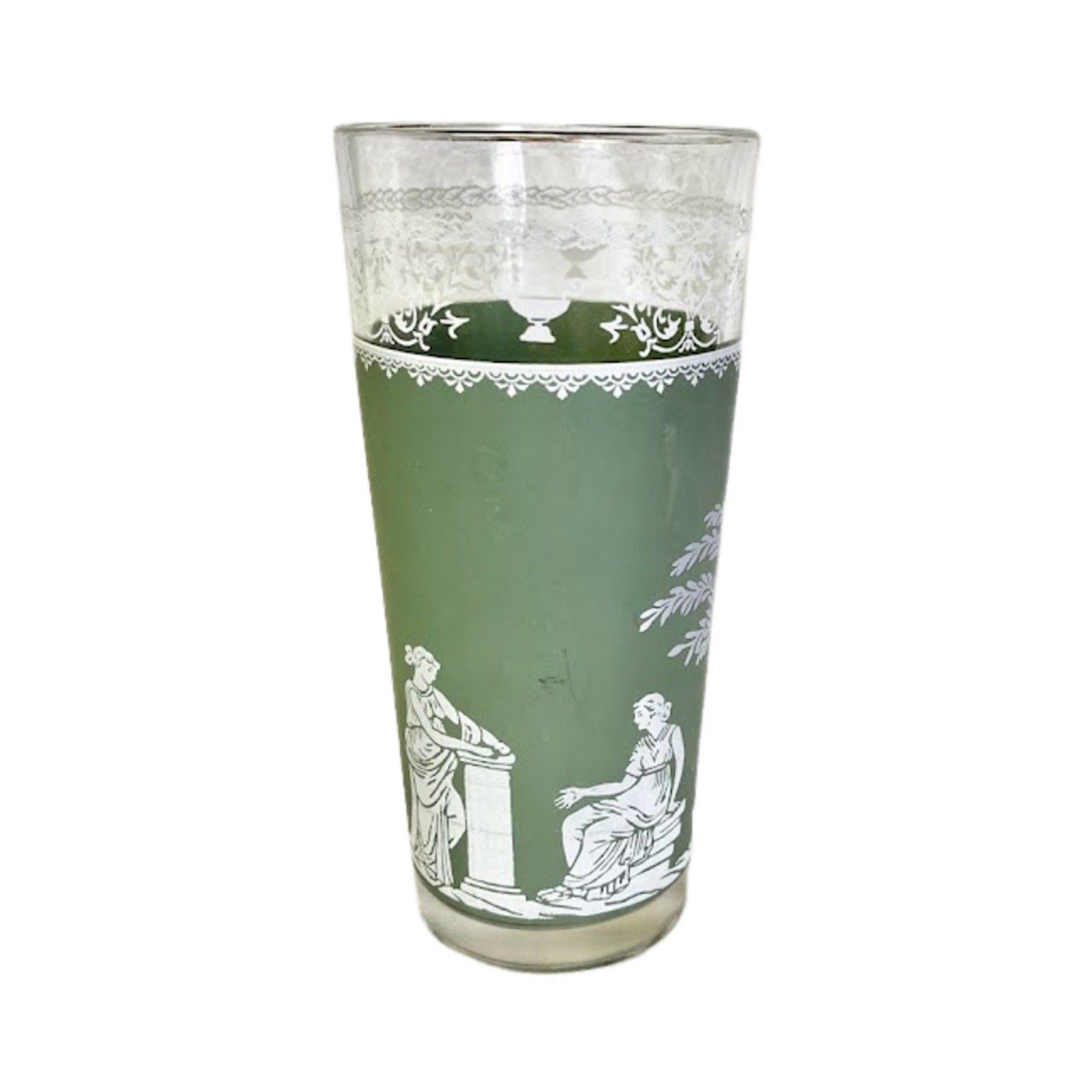 Vintage Jeanette Green Wedgwood Jasperware Tumbler Glass Cup Greek Design