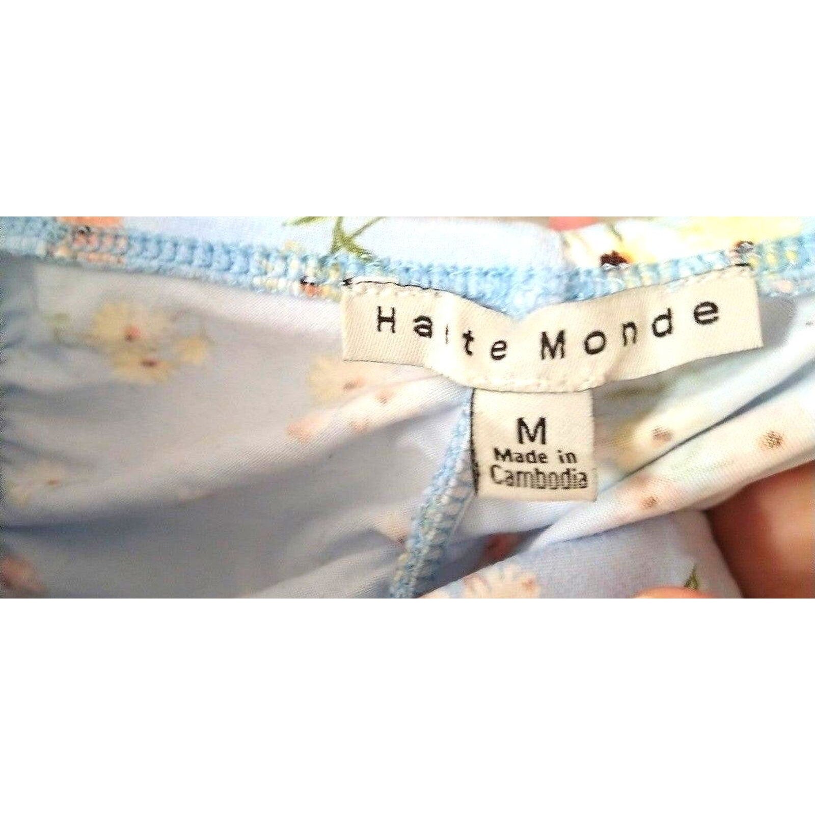 Haute Monde Bodysuit with Bra Corset Size M Light Blue with Small Yellow Flowers