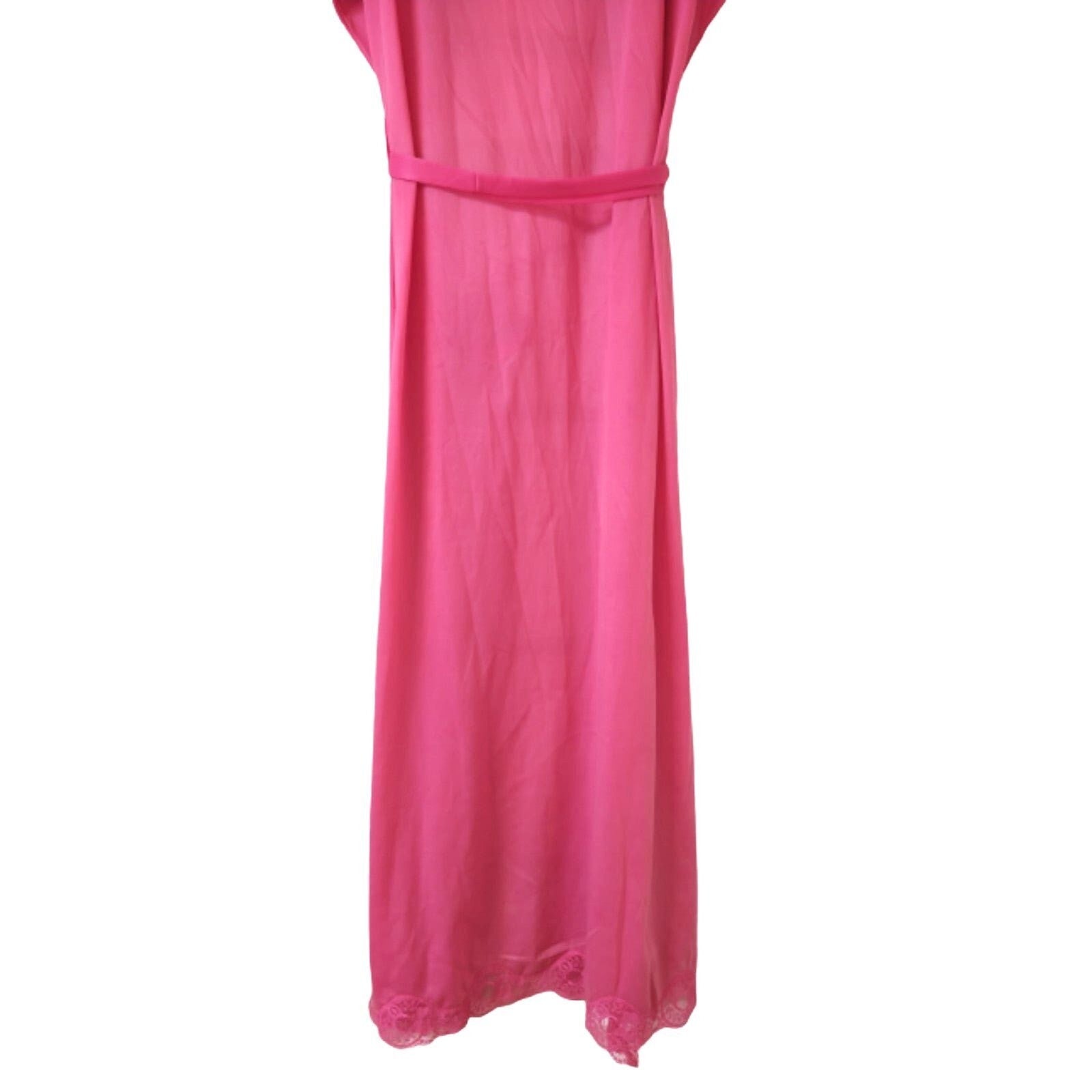 Pink lace trim maxi nightgown L