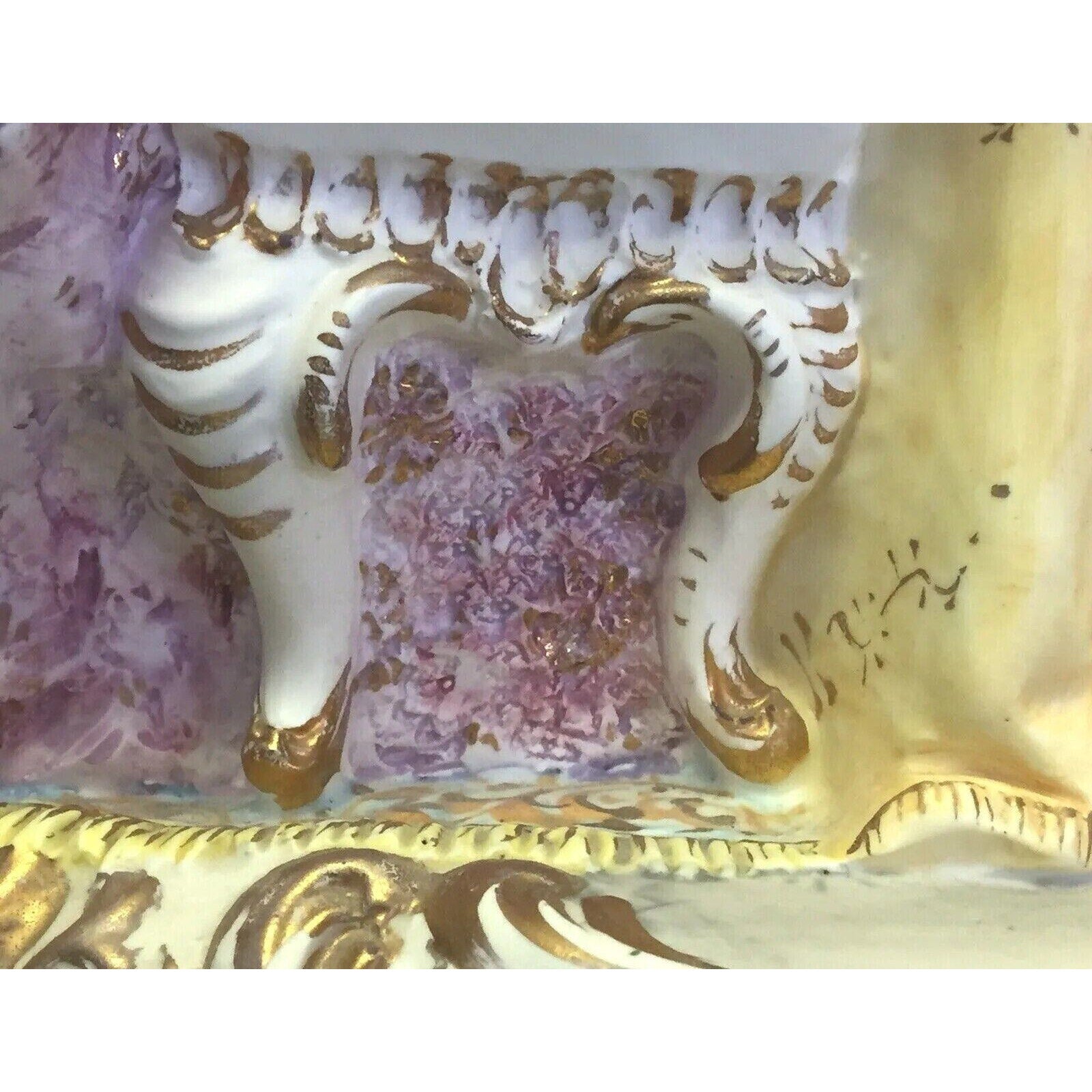 Antique Rococo Majolica Porcelain Figurine Lady And Gentleman Italy