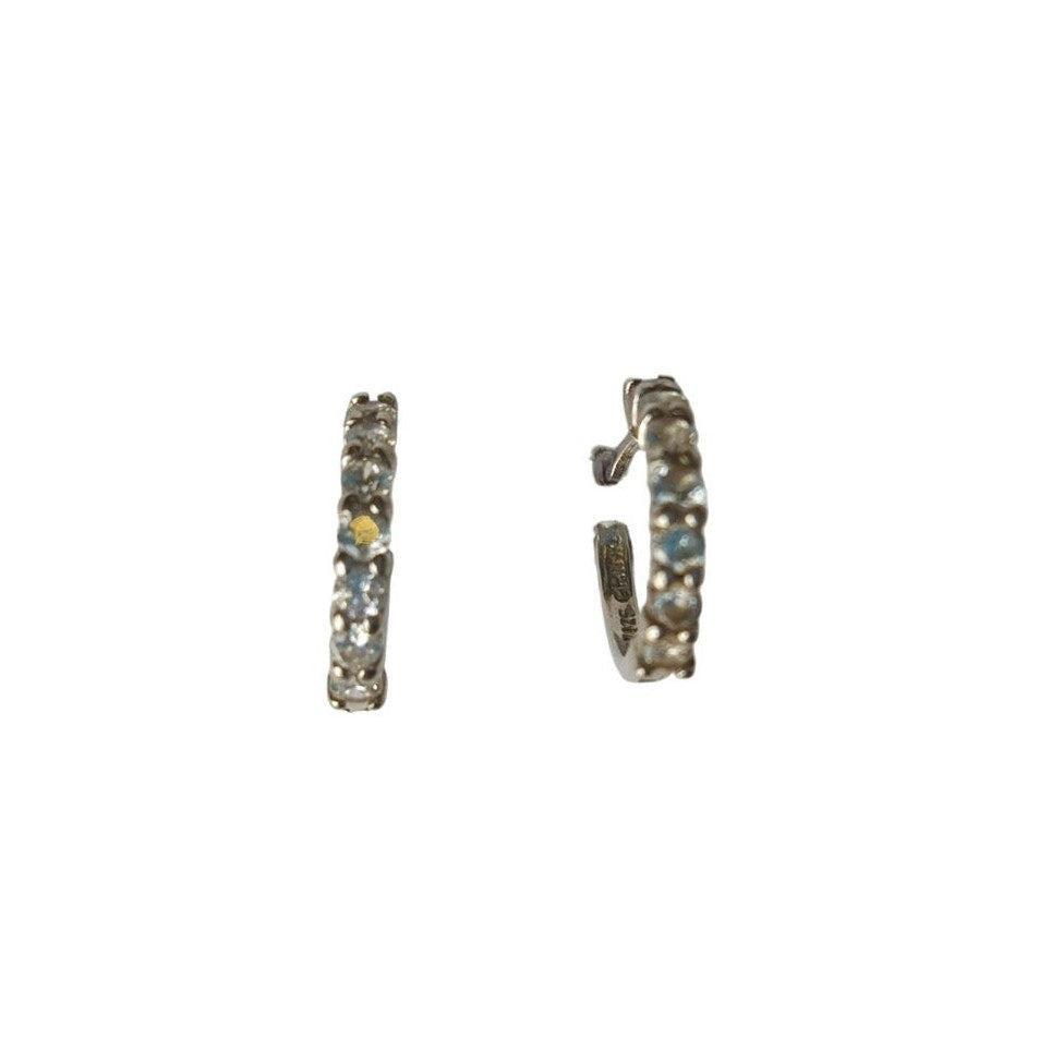 Round Cut Clear Cubic Zirconia Hoops Earrings Sterling Silver 925 Hoop