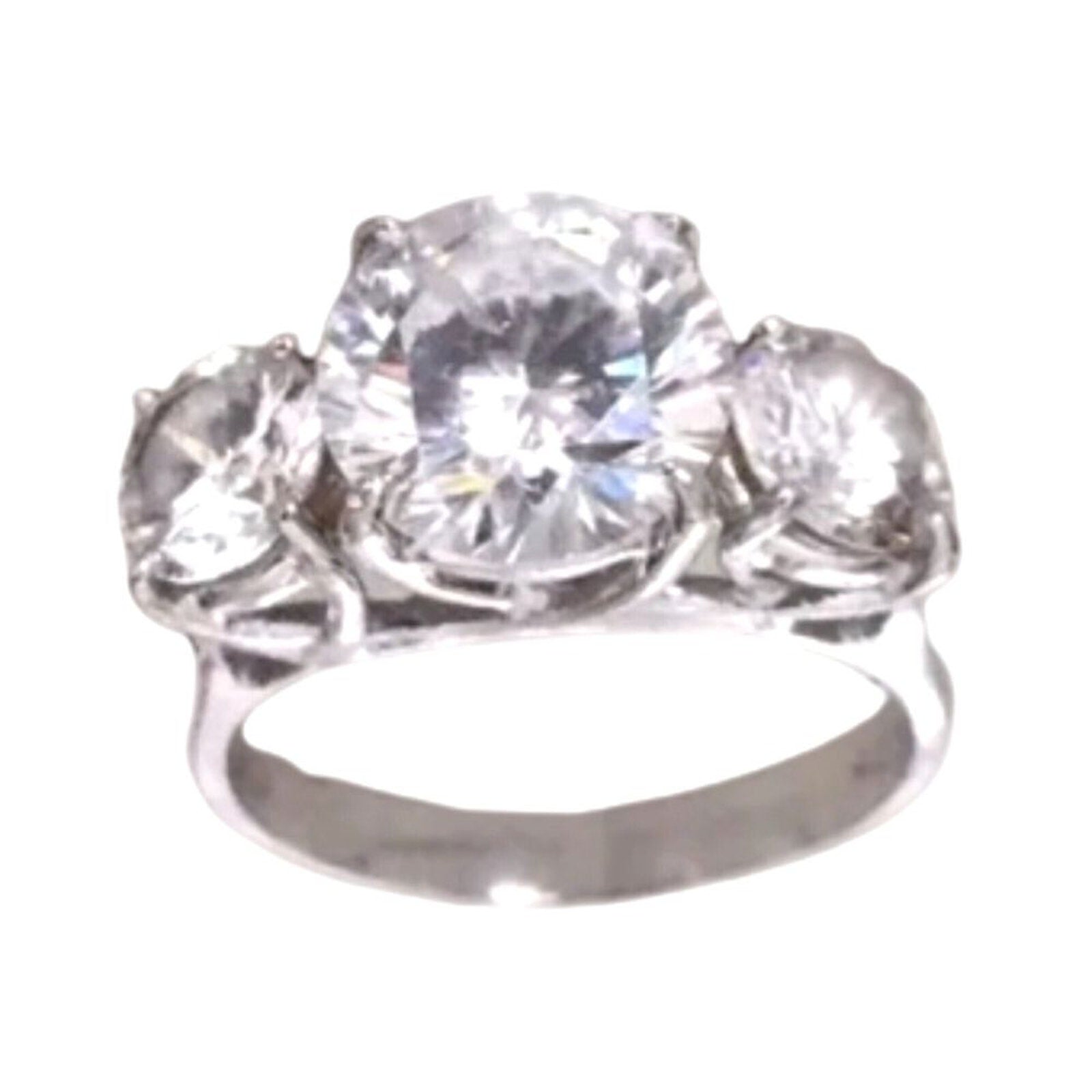 Women's Ring 6tcw 3 Round Cut CZ Cubic Zirconia Sterling Silver 925