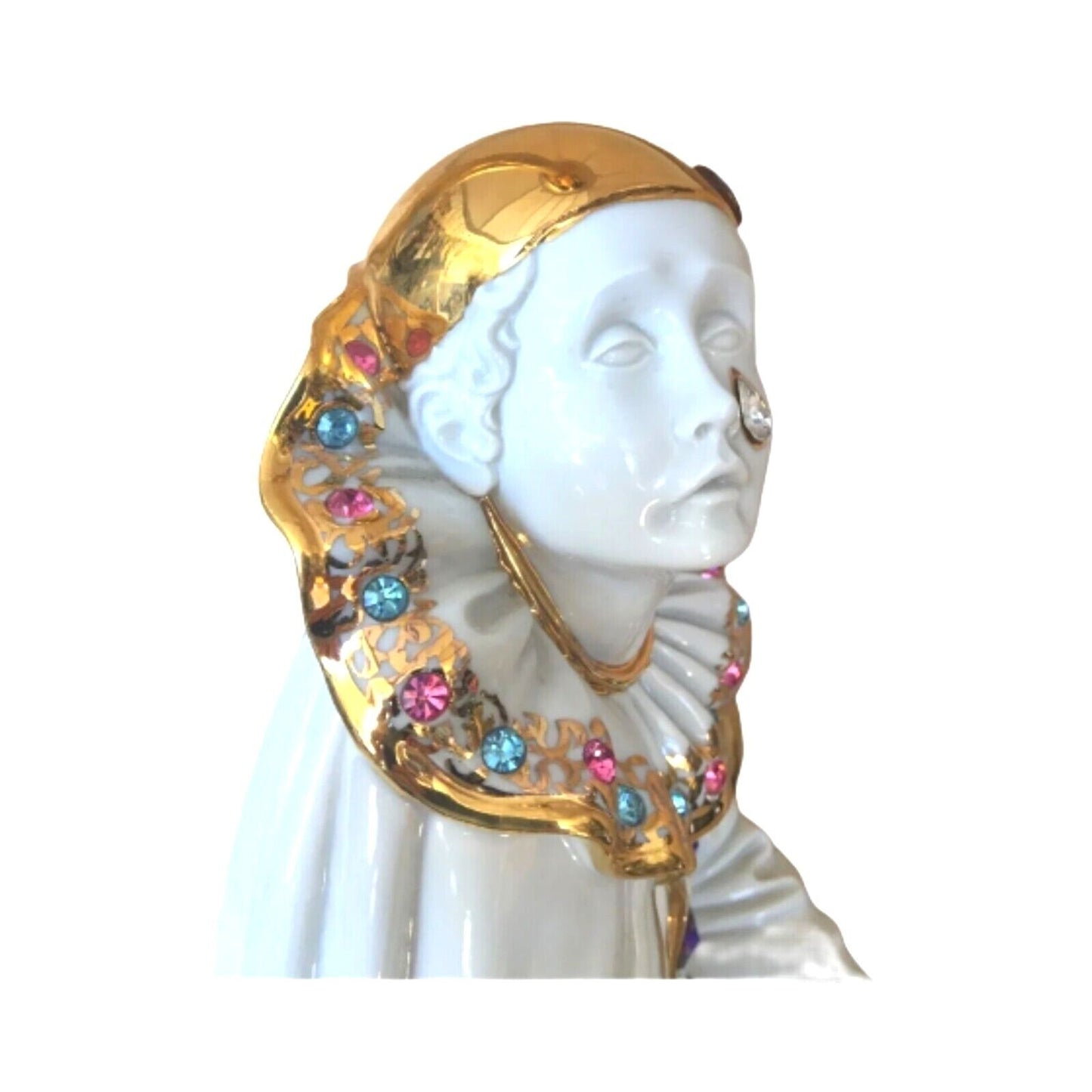 Vintage Harlequin Table Lamp – Capodimonte, Limoges Swarovski and 24K Gold