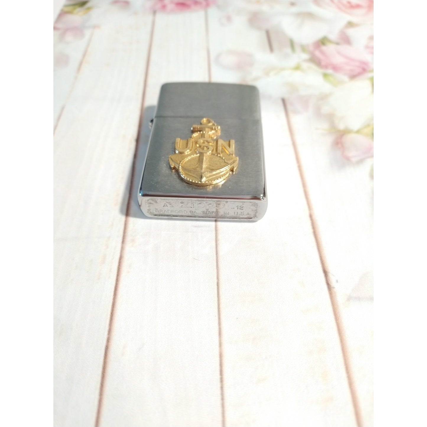 Zippo Lighter Bradford Pa Usa Usn Us Navy Silver Tone 2012