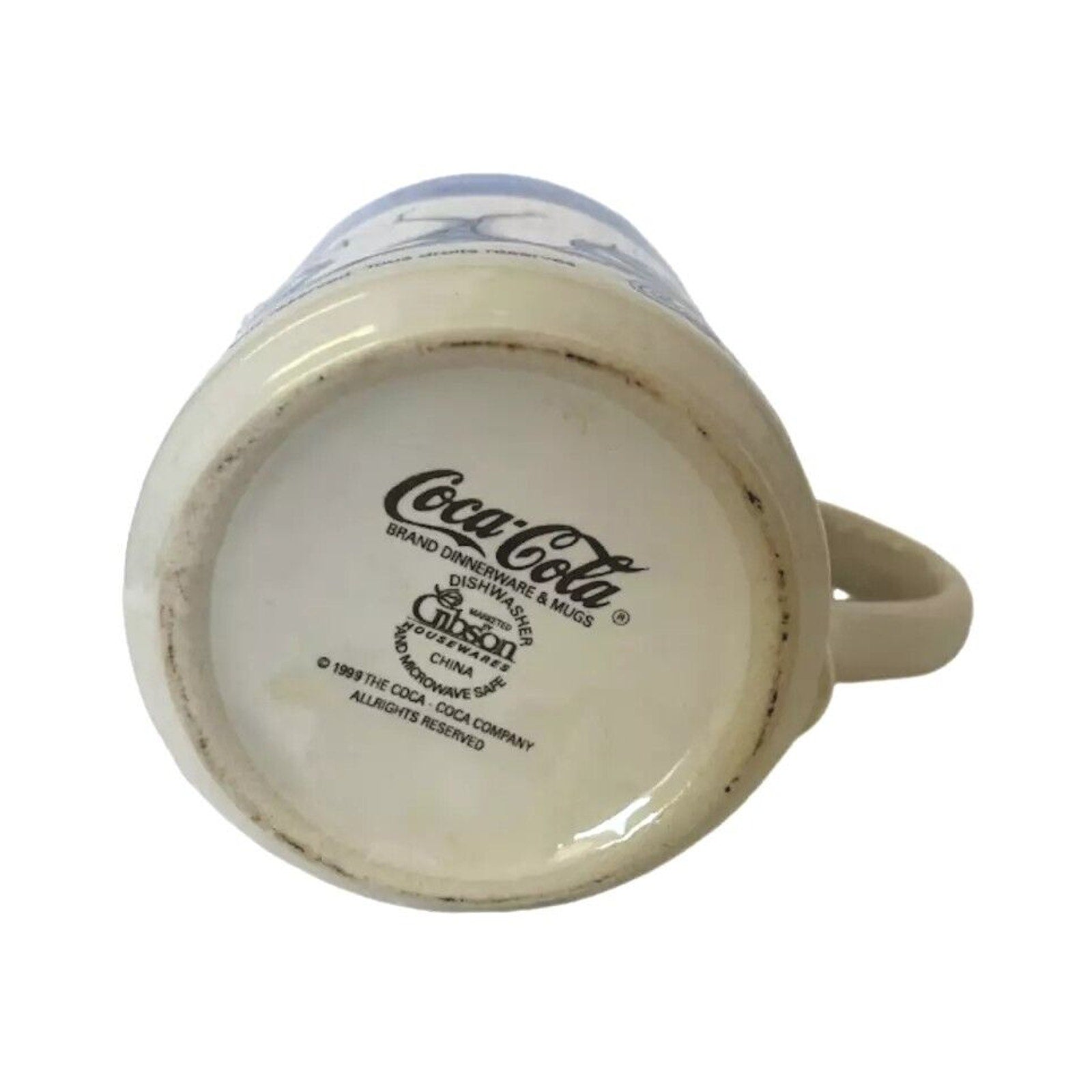 Vintage 1996 Coca Cola Polar Bear Blue Coffee Mug Gibson Collectible Official