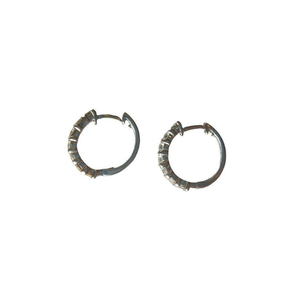Round Cut Clear Cubic Zirconia Hoops Earrings Sterling Silver 925 Hoop