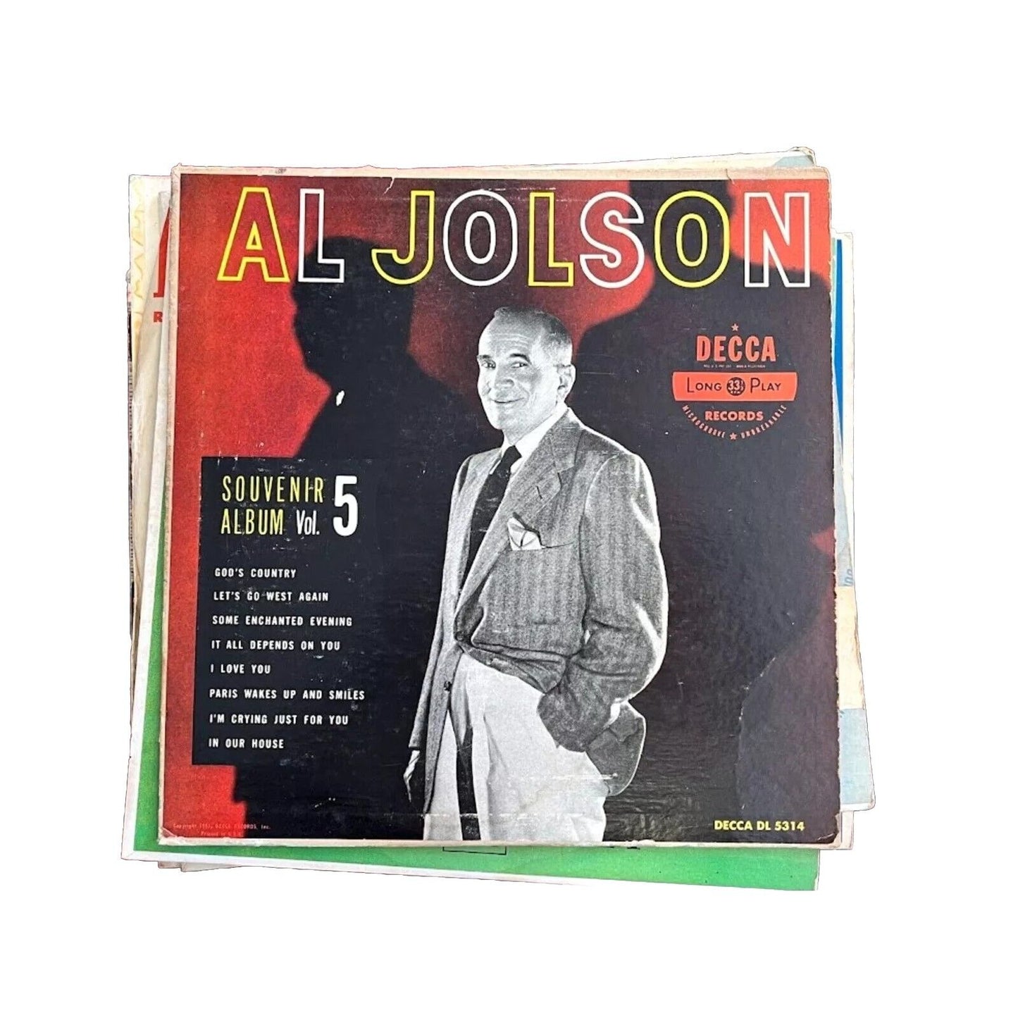 Al Jolson-"Souvenir Album Vol. 5" DL 5314 Decca 10" Vinyl Lp Record