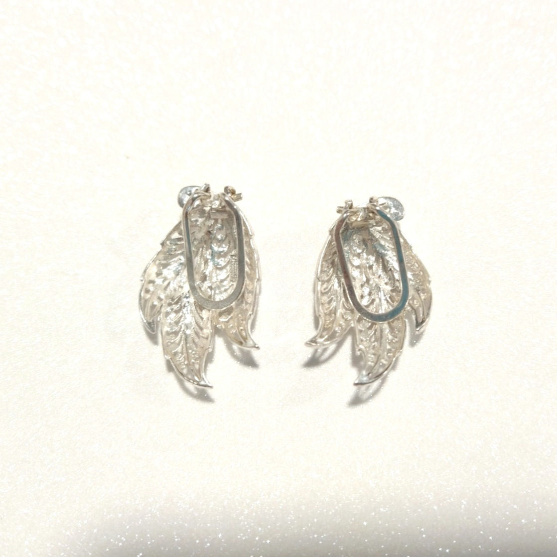 Vintage Alice Caviness Sterling Silver 925 Filigree Earrings Leaves Clip Vintage