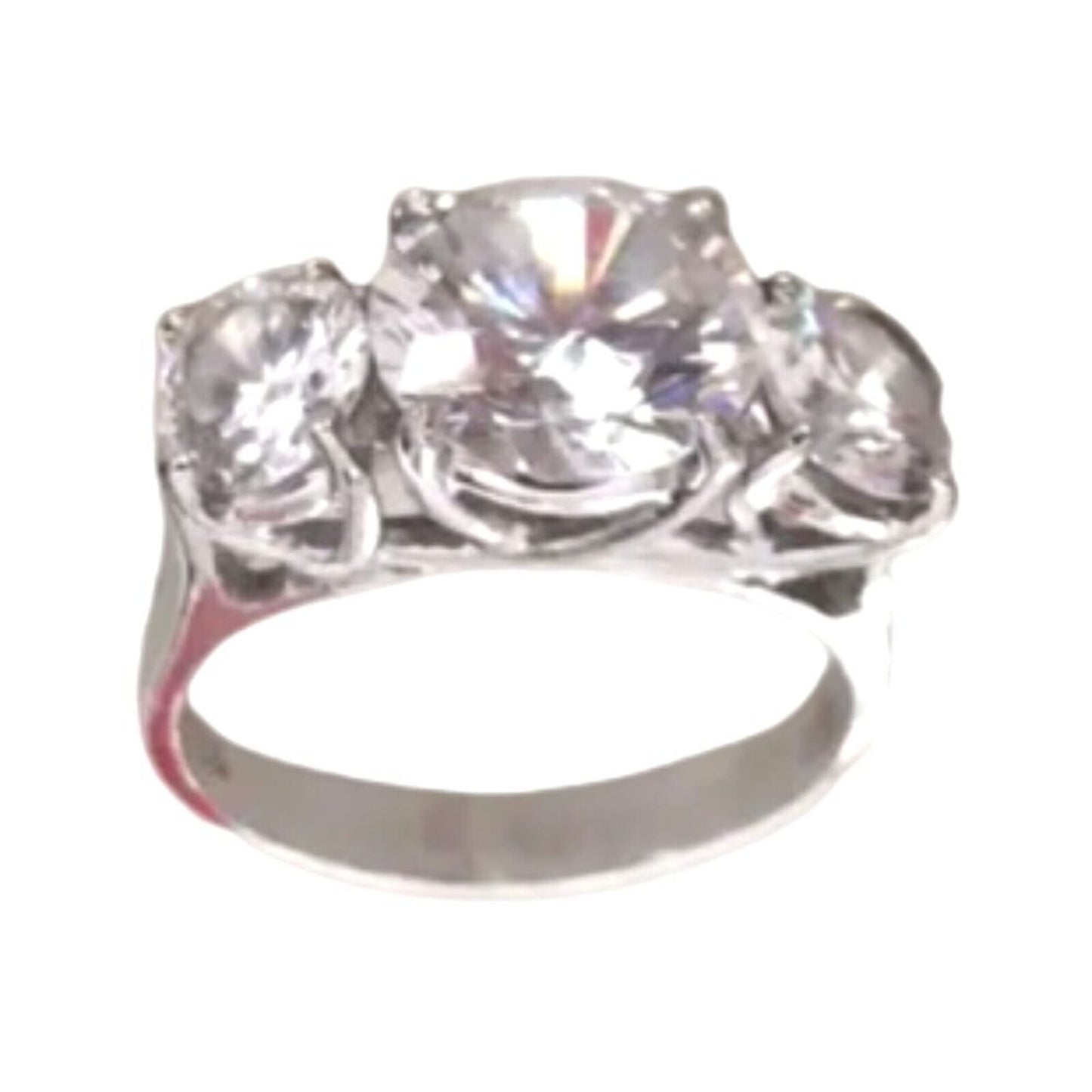 Women's Ring 6tcw 3 Round Cut CZ Cubic Zirconia Sterling Silver 925