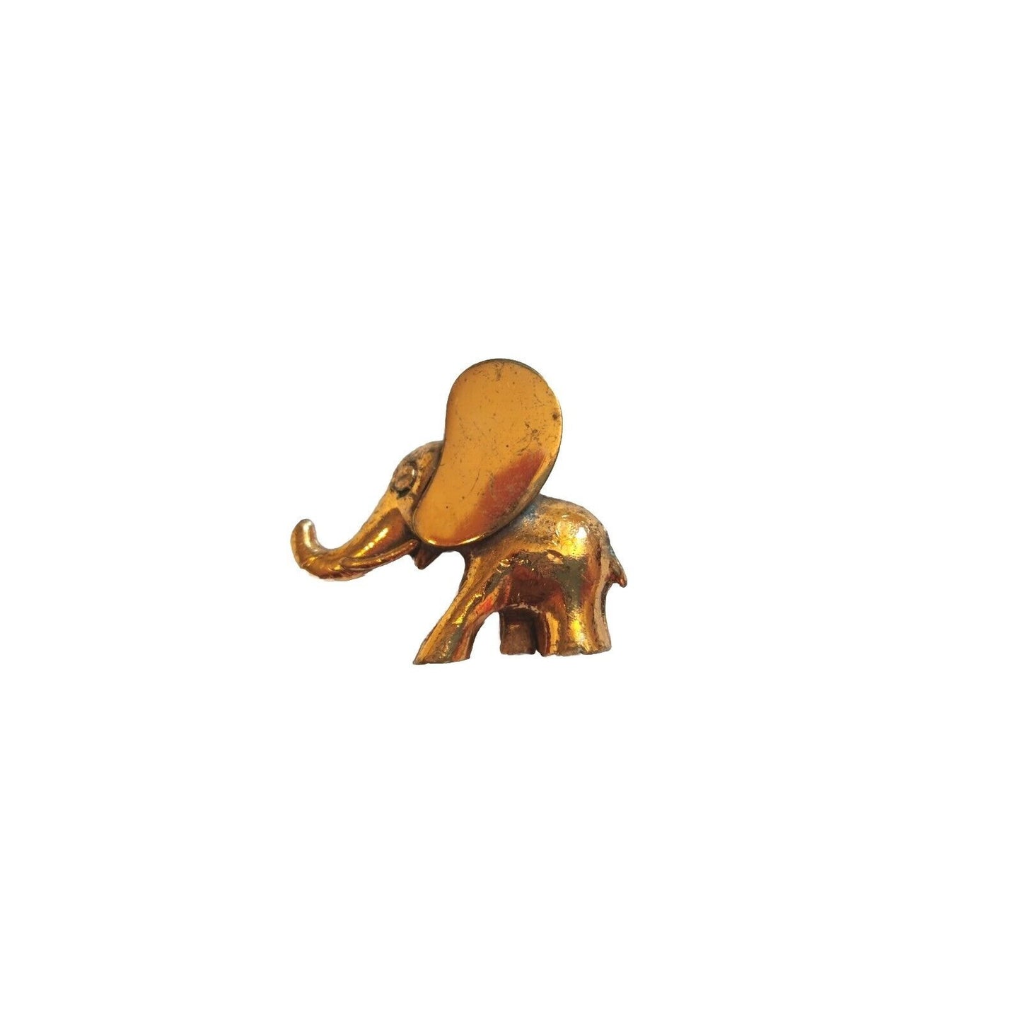 Vintage Metal Copper Elephant Baby Figurine With Trunk Up Good Luck Miniature