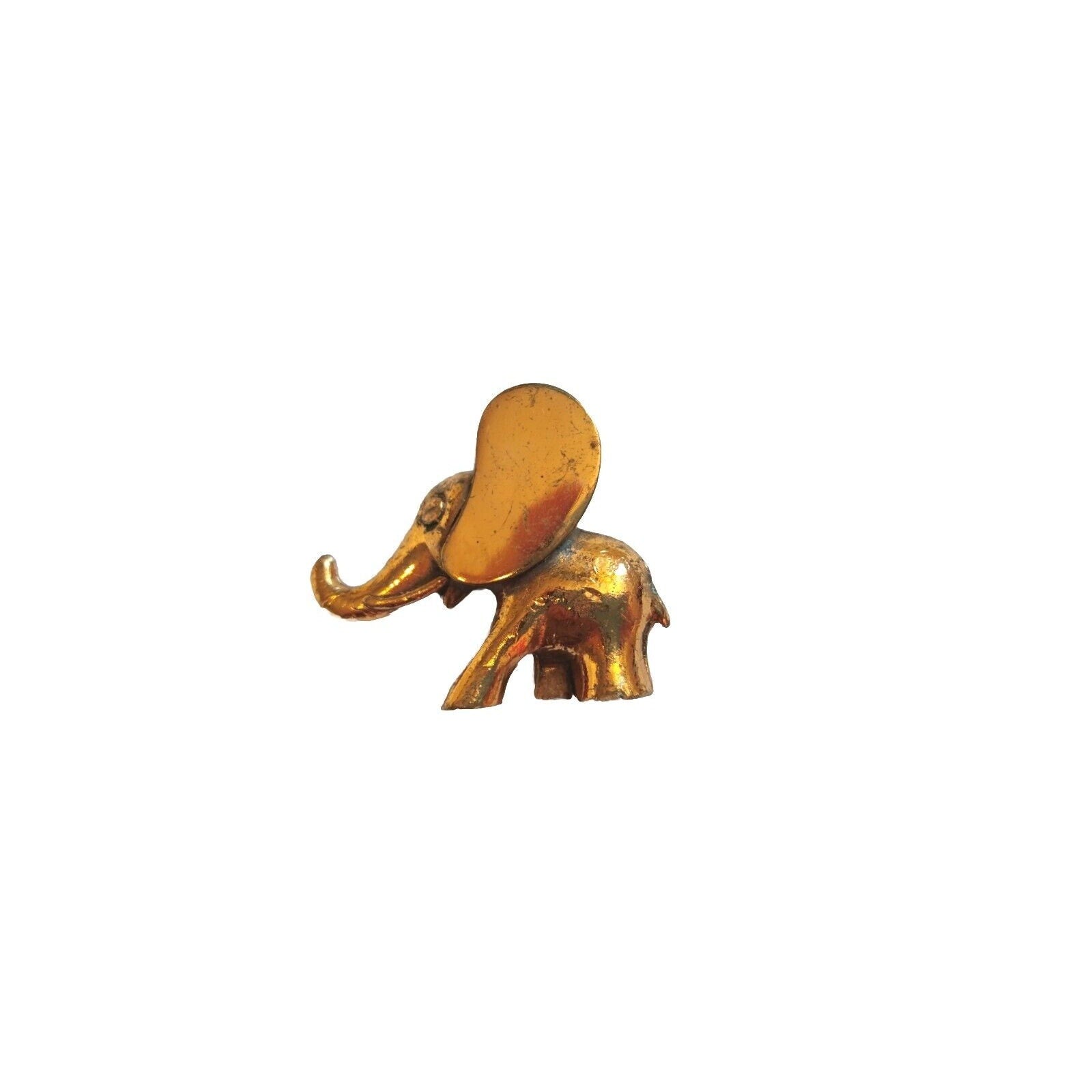 Vintage Metal Copper Elephant Baby Figurine With Trunk Up Good Luck Miniature