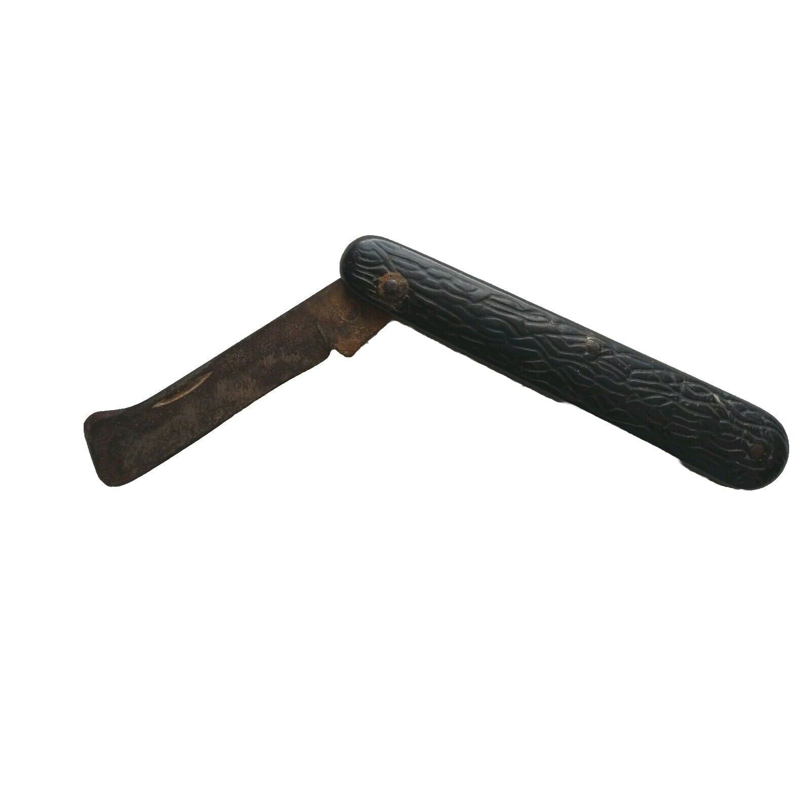 Antique Pocket Knife Iron Blade Black Bakelite Handle