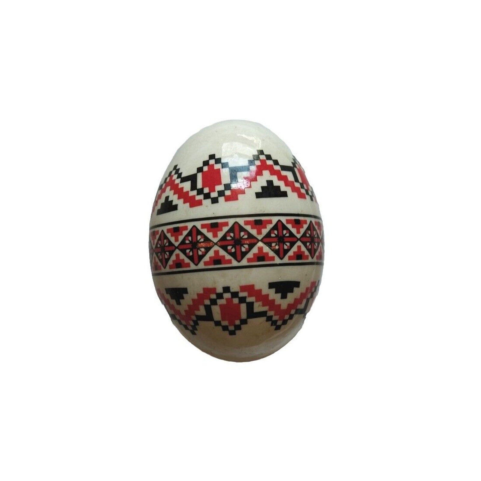 Ukraine Artist Signed Lacquer Egg White Hand Painted Ethno Easter Vintage