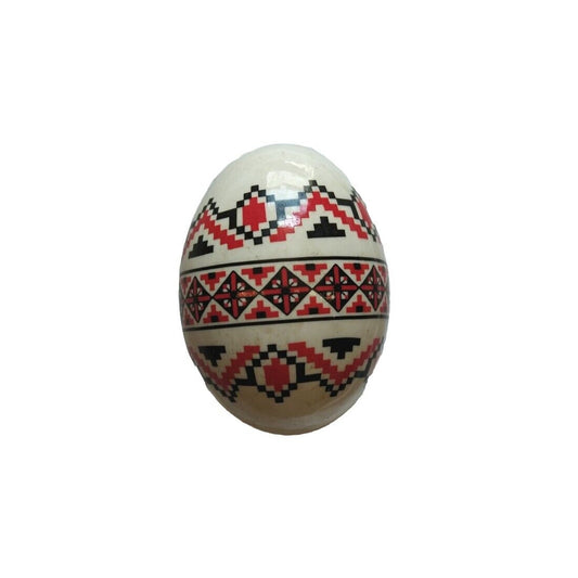 Ukraine Artist Signed Lacquer Egg White Hand Painted Ethno Easter Vintage