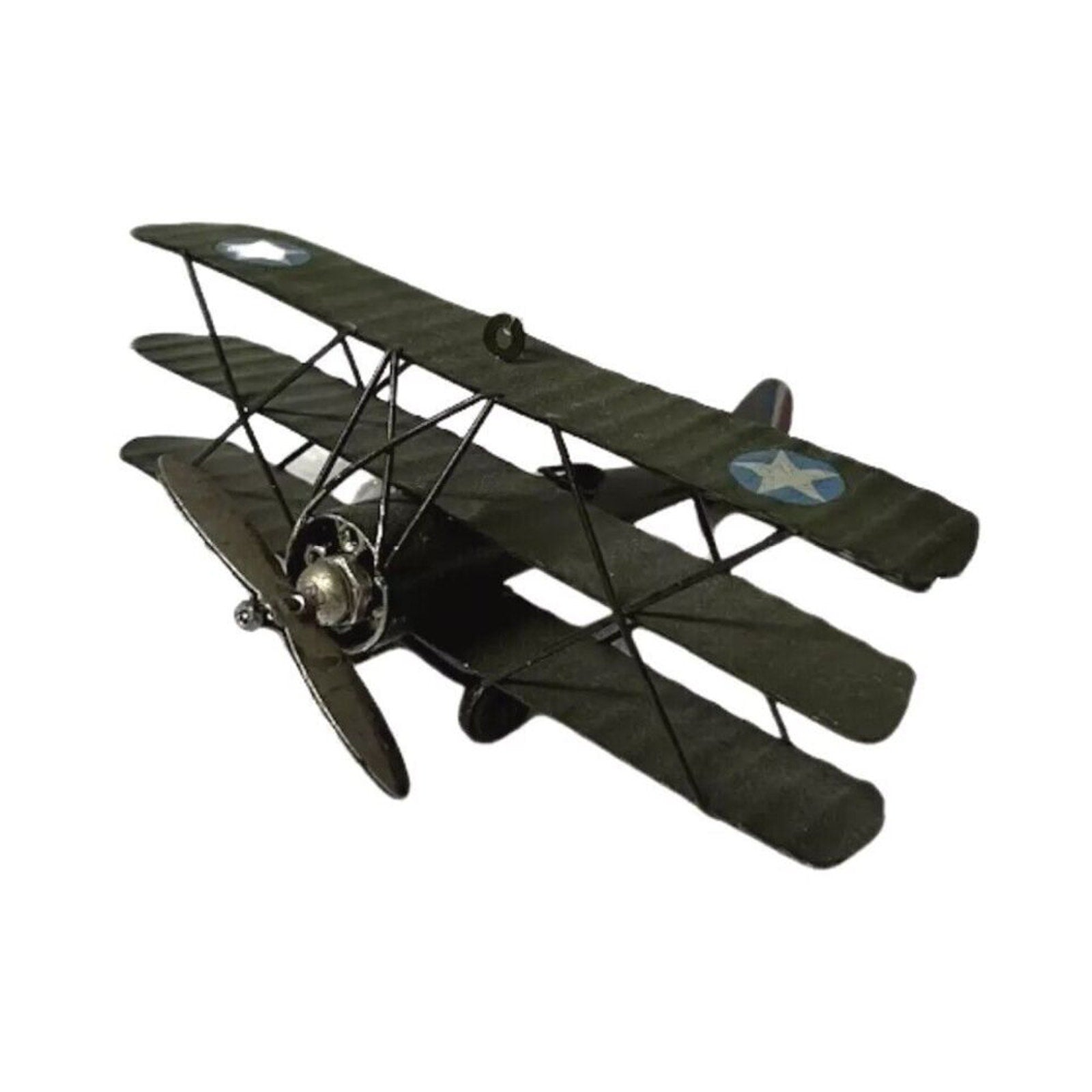 Three Wing Metal Plane Airplane Collector Military Aircraft Decor Model Green